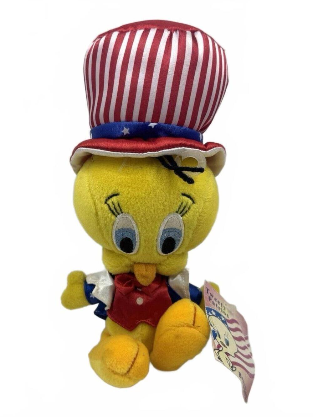 Tweety Bird Bean Bag Plush Stuffed Animal Looney Tunes Uncle Sam 10"